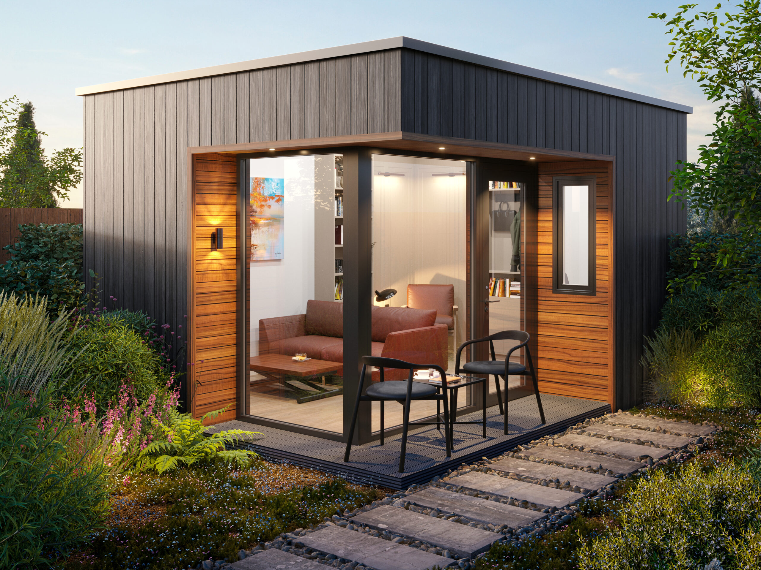 A contemporary Shomera 18 garden studio with recessed areas