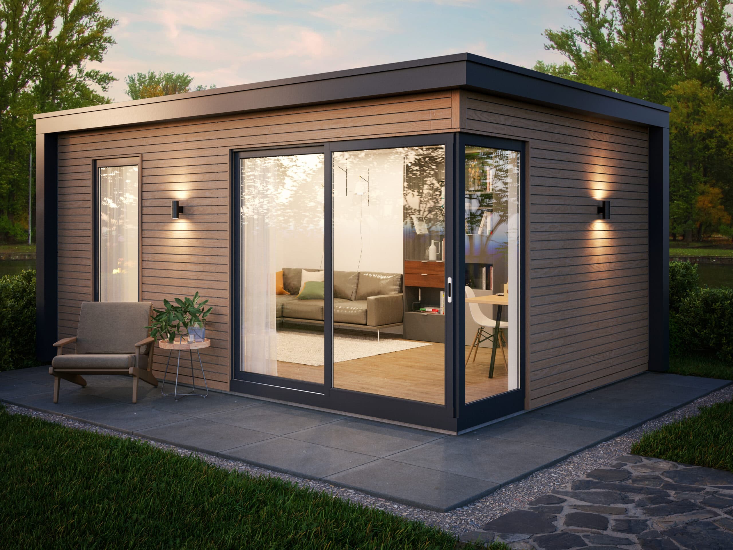 A spacious cedar-clad Shomera 21 garden studio