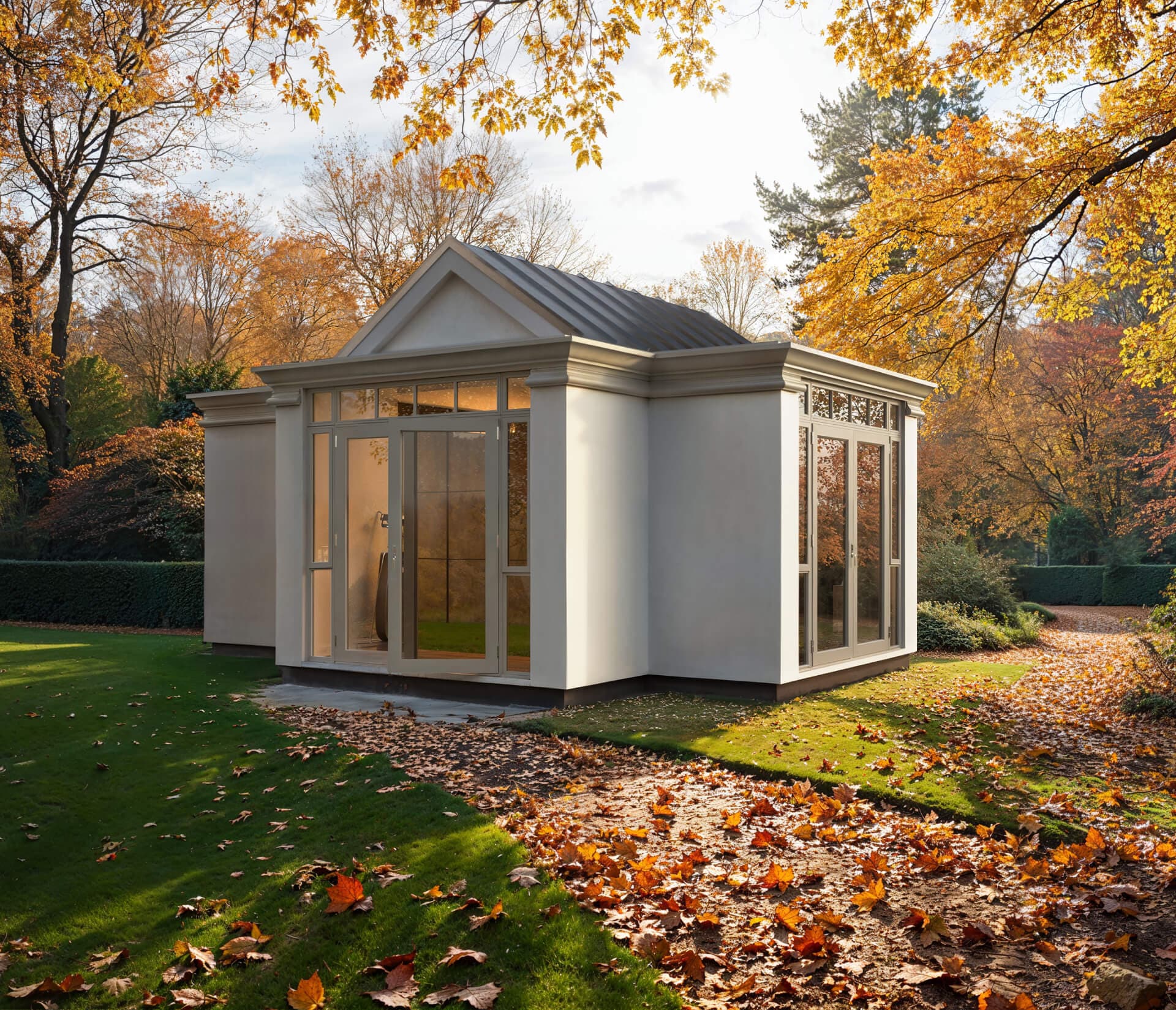 A Shomera For Life studio set among autumn trees