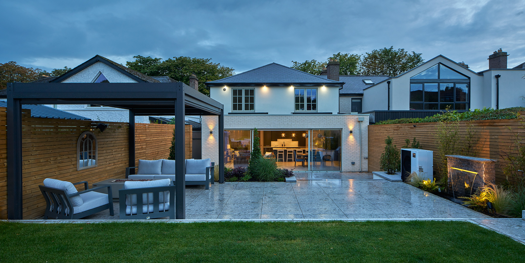 The Griffith Avenue home's rear elevation and garden after the extension